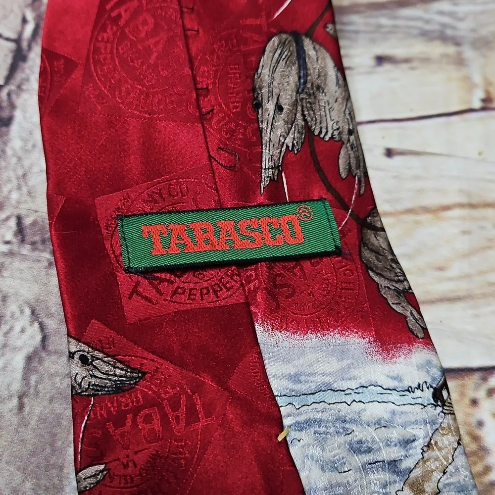 Tabasco‎ Santa shrimp prawns crayfish pulling sleigh Christmas silk neck tie